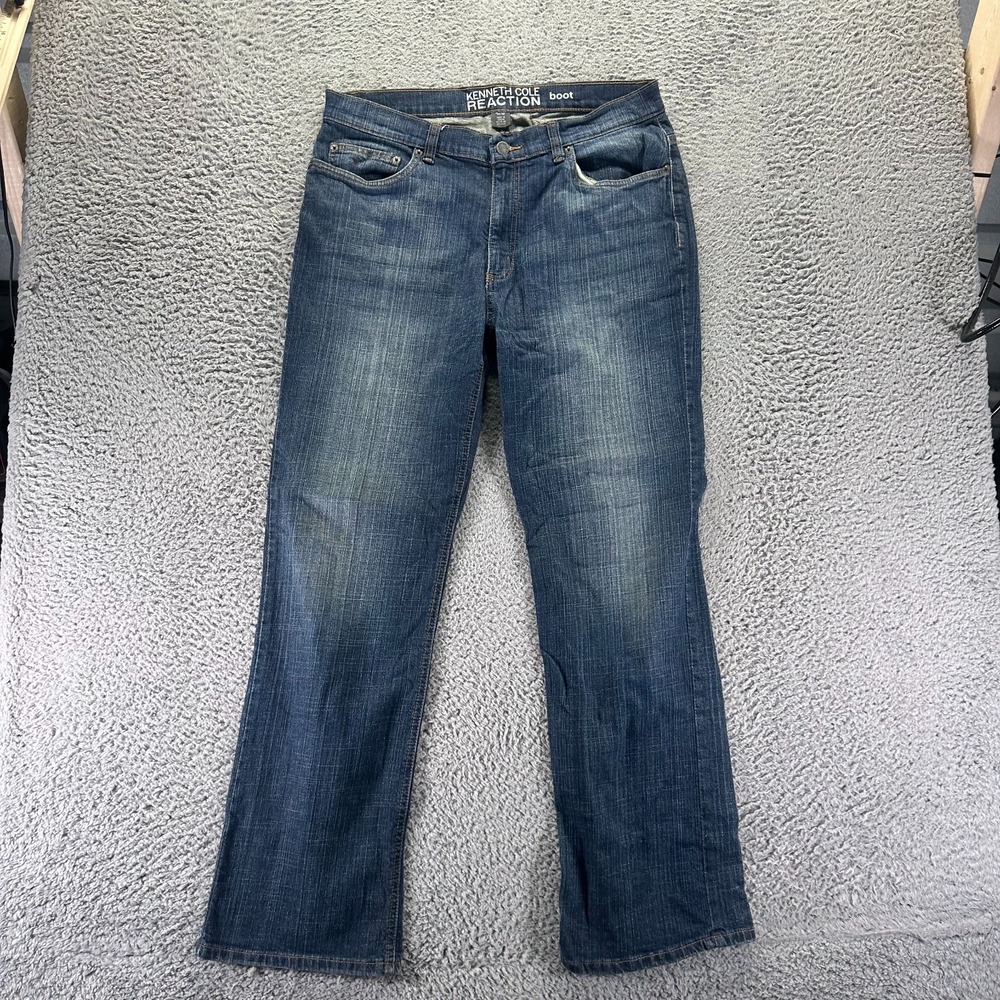 Kenneth Cole Reaction Jeans Men 34x32 Blue Cotton Denim Bootcut Workwear Stretch